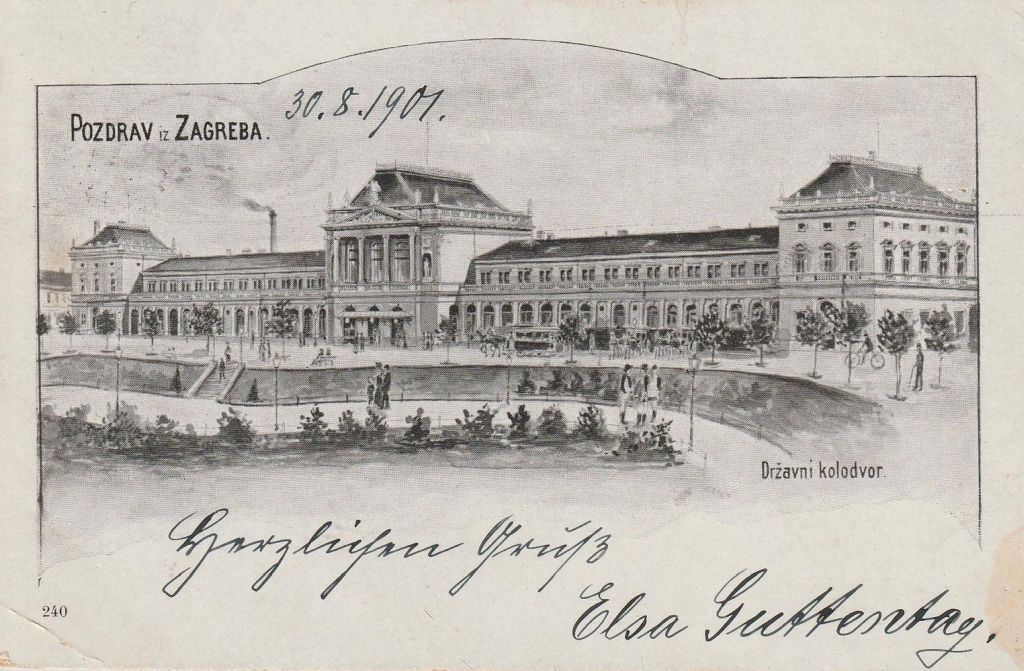 Razglednica Zagreb 1901. godine. Državni kolodvor